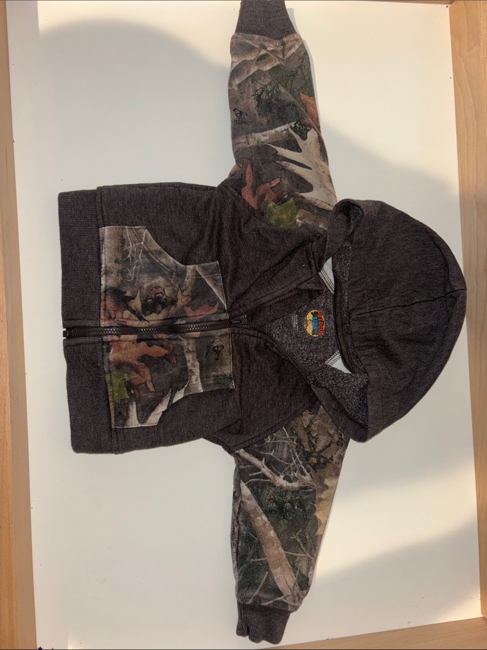Bass Pro Shops Kids Camo & Charcoal Zip-Up Hoodie